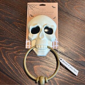 Halloween Skeleton Doorbell Knocker Animated Light Up Sound Music by MudPie NEW